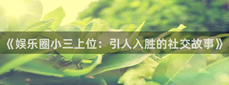 sbobet利记官网版下载链接：《娱乐圈小三上位：引人入胜的社交故事》